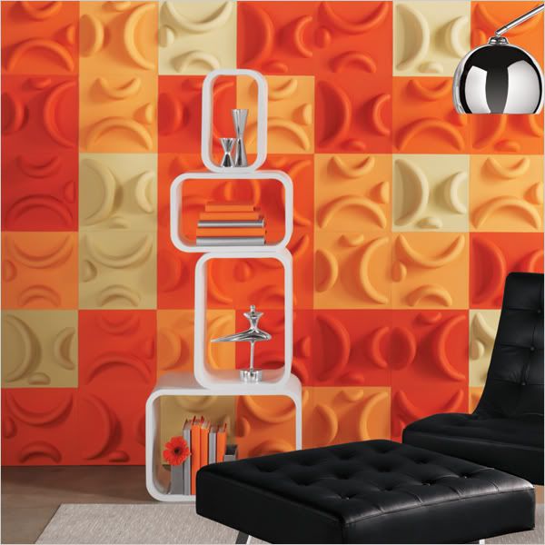 3d wallpaper tiles. Funky 3D recycled wallpaper