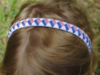 Toddler Headband<BR> USA Flag with White