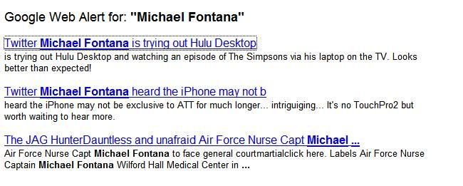Google Web Alert for: "Michael Fontana"