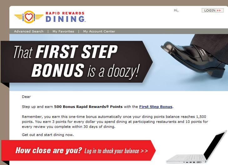 Southwest Rapid Rewards Dining Review