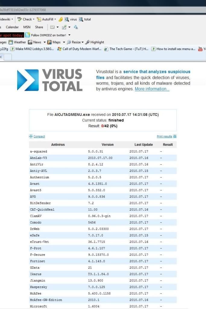 VirusTotal Scan ( forgot we needed to give the link to the scan so i never copied it but left it in the picture incase you doubt that its clean )