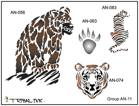 AN11.gif Airbrush Tattoo Tribalink Products Animal Stencil