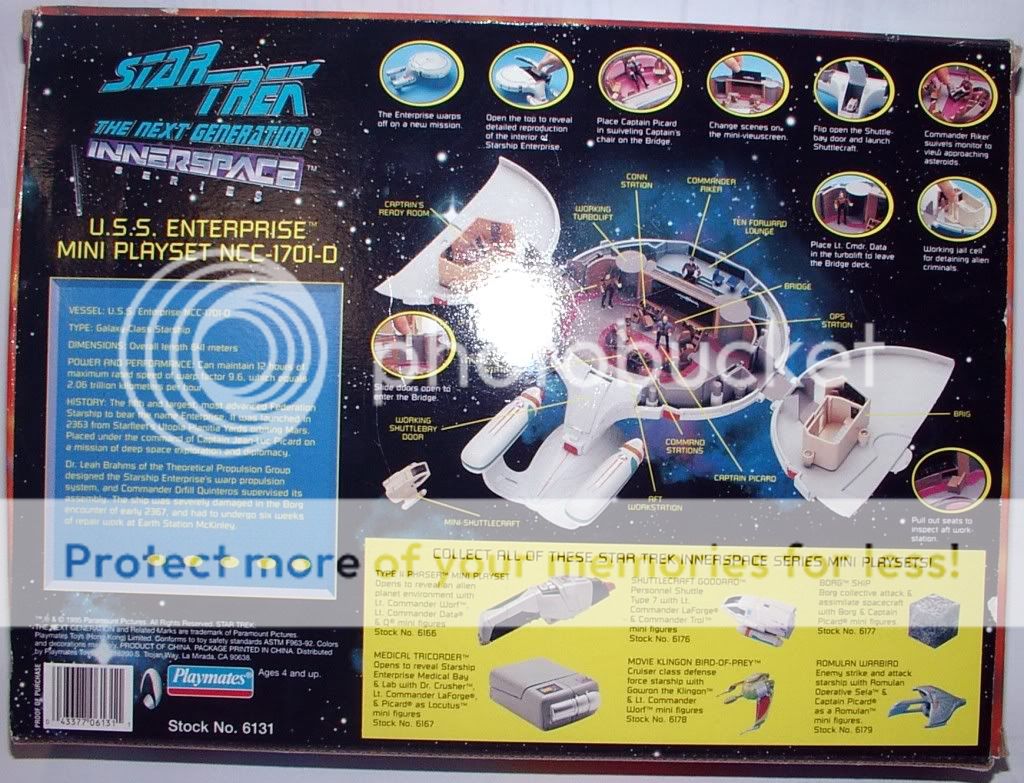 STAR TREK NEXT GENERATION U.S.S. ENTERPRISE MINI PLAYSET BACK Photo by ...