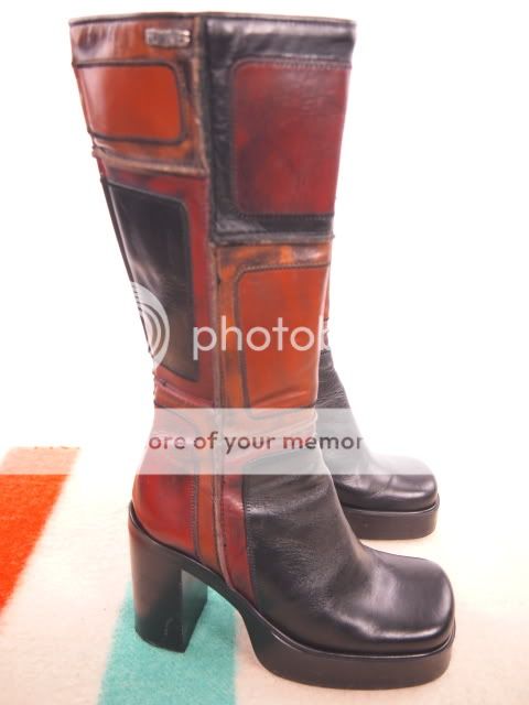 1990s Vintage EL DANTES Narrow calf Leather Platform Boots 36 US 6 