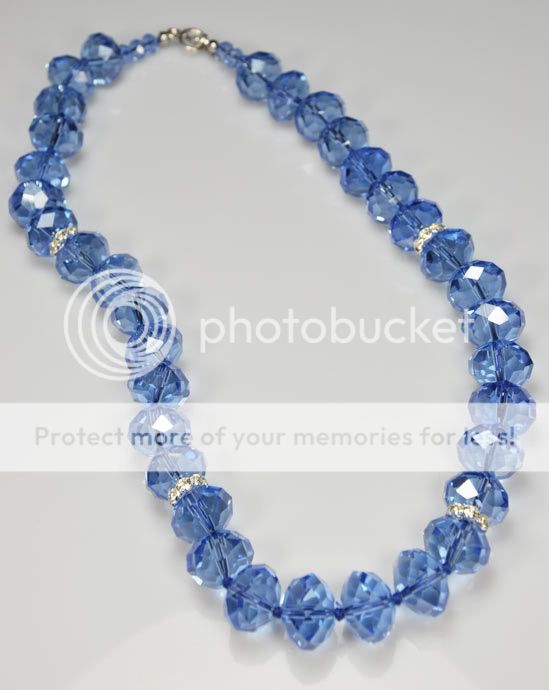 Crystal Glass Blue Faceted 16x12mm Necklace Earring Set  